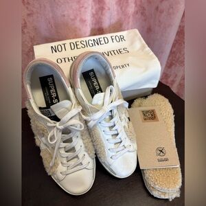 Golden goose shearling super-star size 39 White Beige Baby Pink